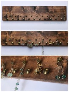 All you need for this easy jewelry display board is a piece of scrap wood and some furniture upholstery nails. It's fast, cheap, and easy -the best kind of DIY project!